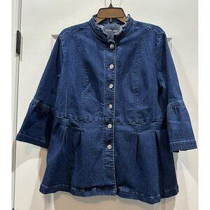 - Studio Park Ruffle Denim Jacket Women’s Medium